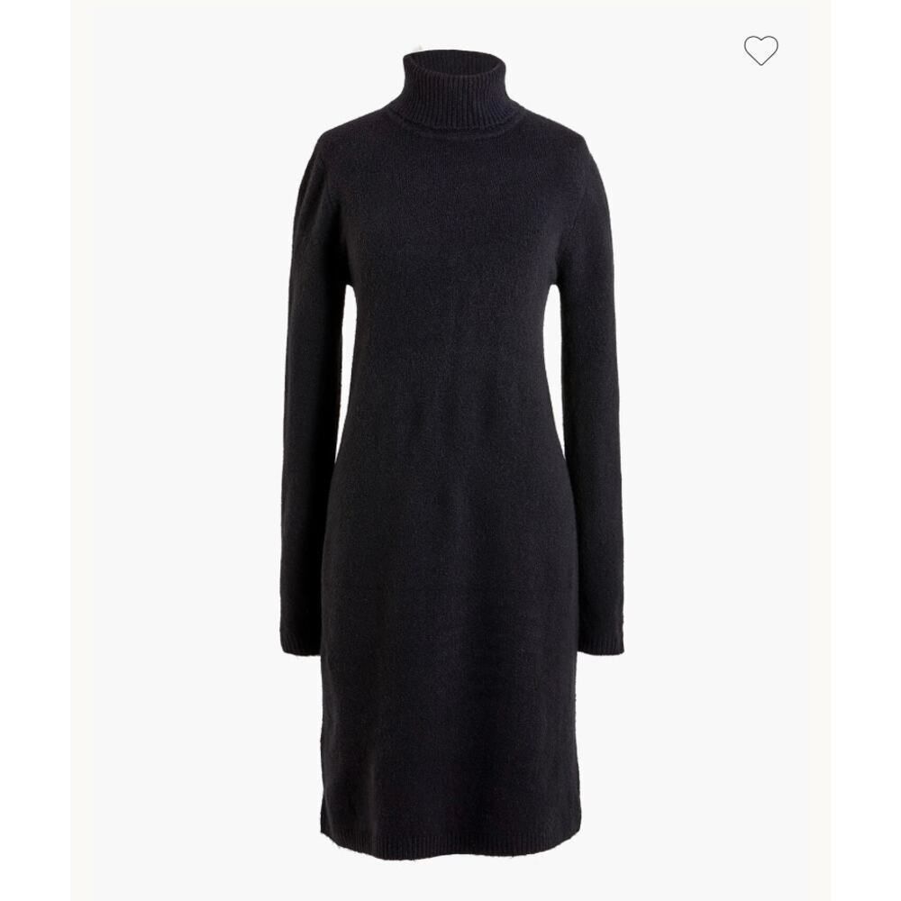 J. Crew Black Soft Knit Turtleneck Long Sleeve Midi Sweater Dress size XS